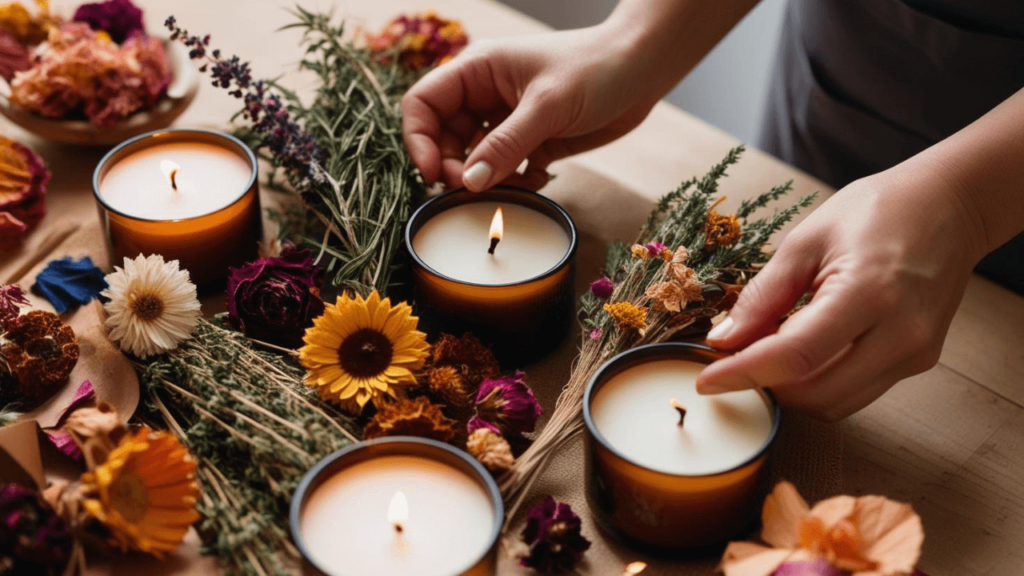 Artesanato relaxante, decoradas com flores