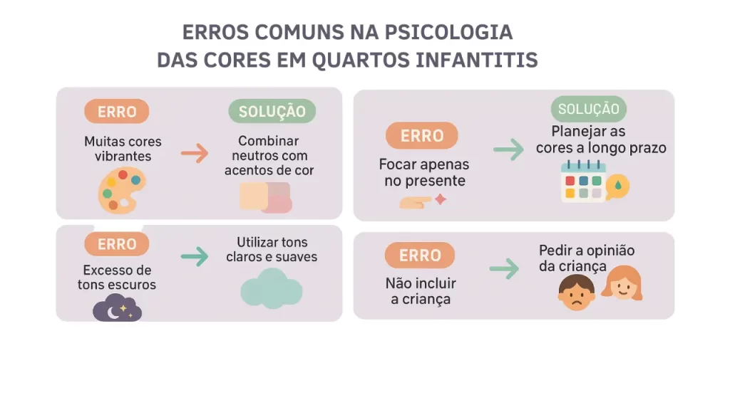 Principais erros ao aplicar a psicologia das cores na decoração do quarto infantil