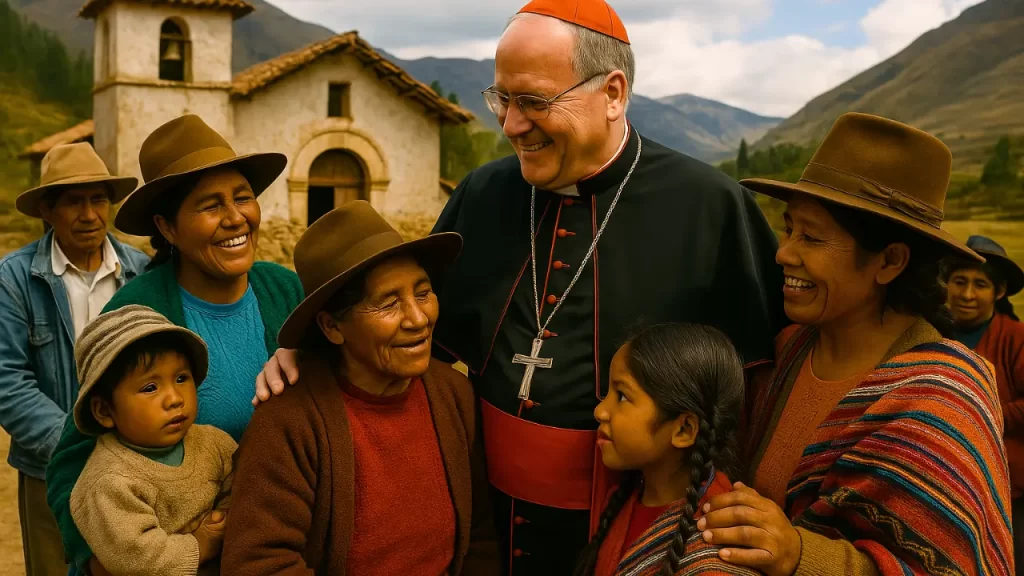 Robert Prevost durante missão pastoral no Peru, antes de se tornar Papa Leão XIV, demonstrando proximidade com comunidades locais.