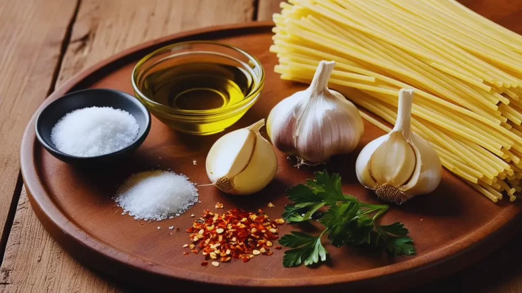 Ingredientes para Receita Fácil: Macarrão ao Alho e Óleo, cheios de sabor