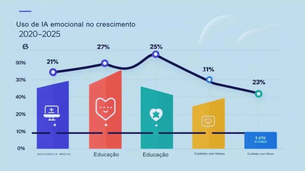 Gráfico mostrando o crescimento da inteligência artificial com emoções entre 2020 e 2025.