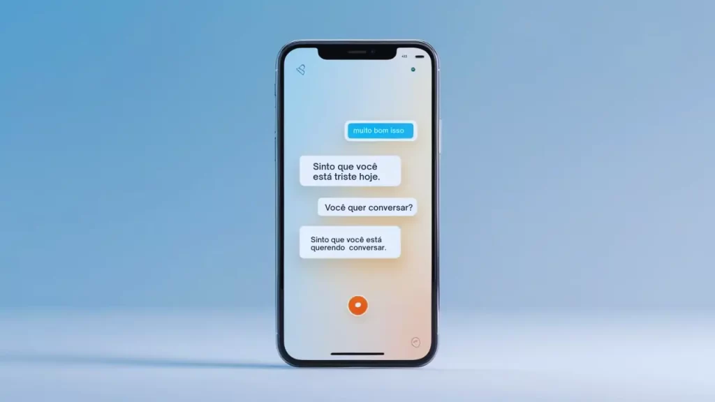 Chatbot com IA que sente emoções oferecendo suporte emocional por aplicativo.