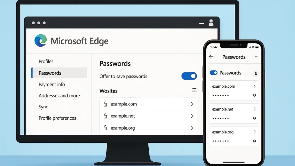 Gerenciador de senhas do navegador Microsoft Edge como alternativa ao Authenticator