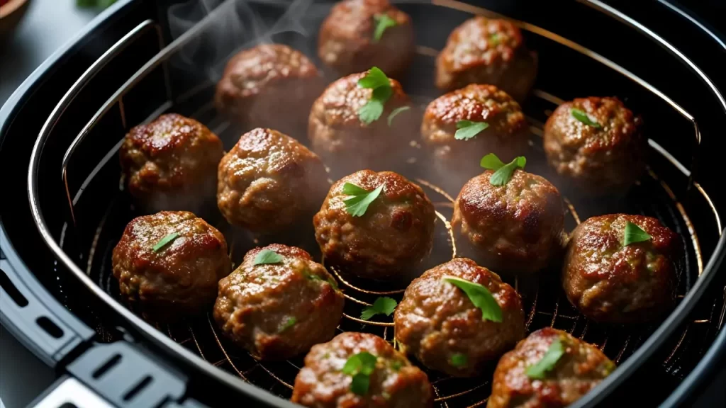 Almôndegas de carne temperadas com ervas na airfryer