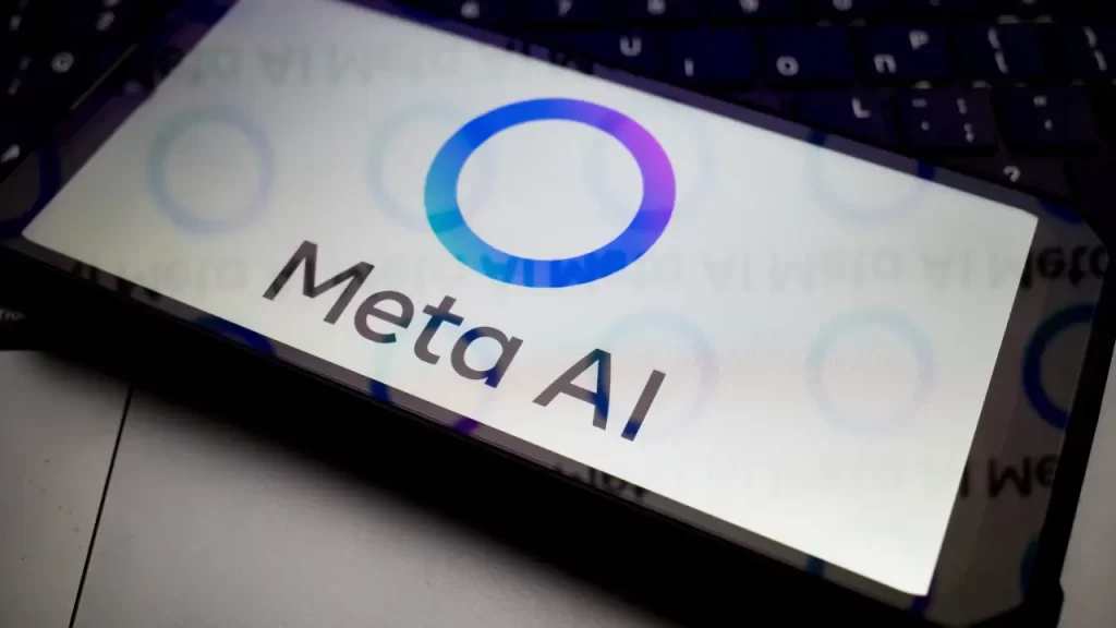 Close de celular com Meta AI