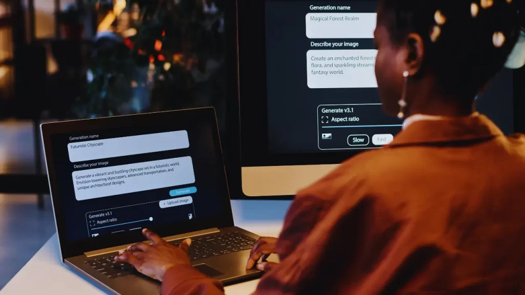 Redator acompanhando a geração de conteúdo feita por IA.