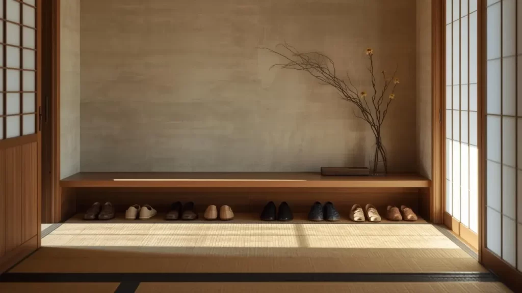 Genkan japonês simbolizando organização e limpeza do Método 5S