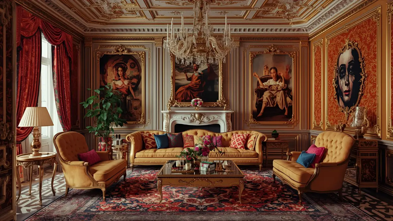 7 inspirações de Rococó moderno que brilham no maximalismo