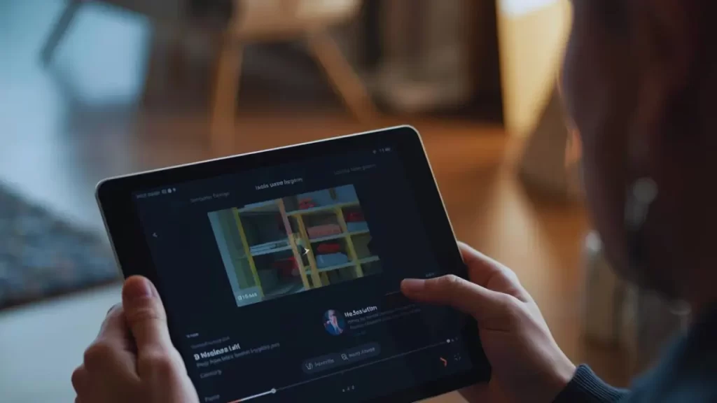 Usuário interagindo com vídeo inteligente em dispositivo digital.