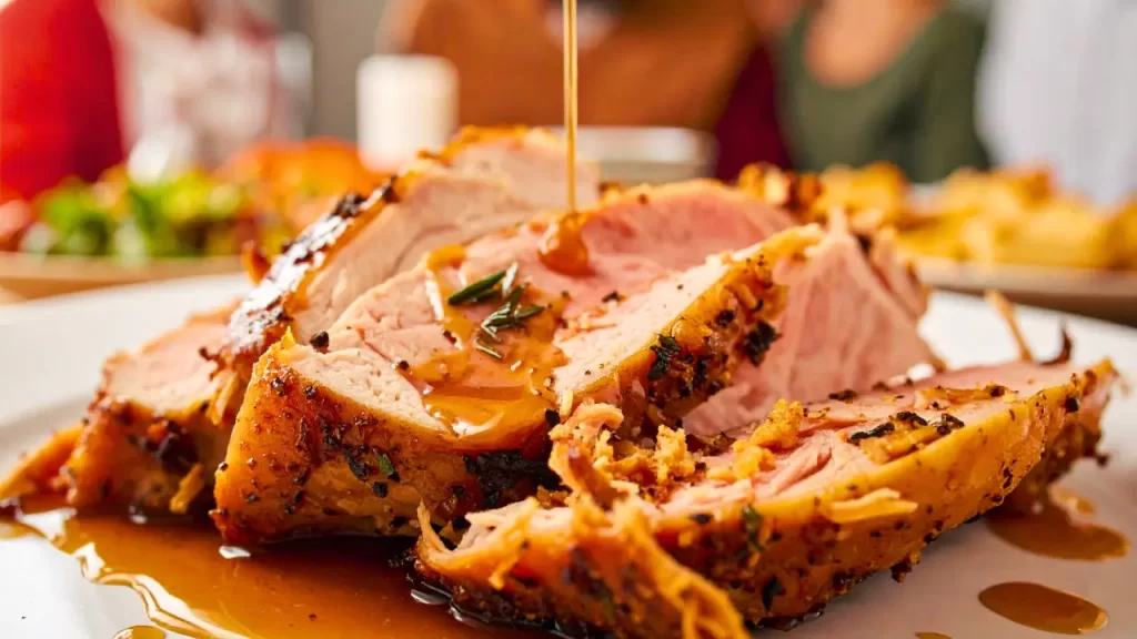 Receitas para ano novo:  Prato principal da ceia (carne assada  servido à mesa